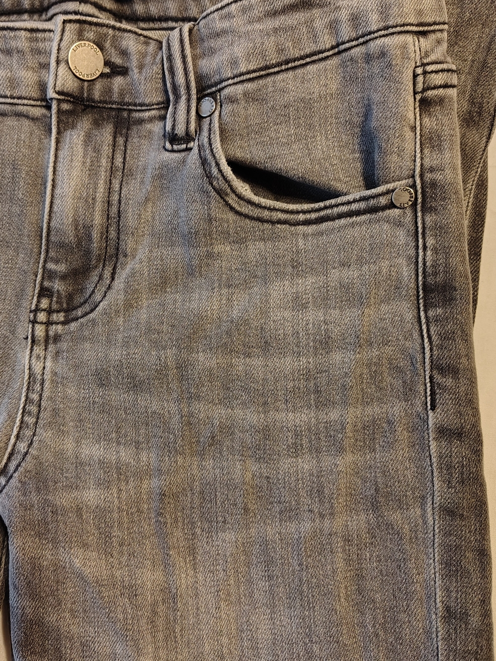 Liverpool Los Angeles The Girlfriend Exposition Gray Distressed Jeans Size 2/26 - Picture 4 of 12